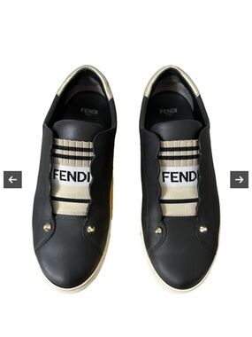 Fendi Rockoclick Leather Sneakers